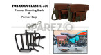 For Royal Enfield Goan Classic 350 Leather Canvas Pannier Bags and Mounting - SPAREZO For Royal Enfield Goan Classic 350 Leather Canvas Pannier Bags and Mounting - SPAREZO